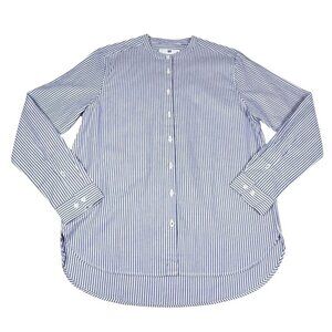 Cargo Crew 100% Cotton Striped Shirt Sz.L Blue White Band Collar Staple Preppy